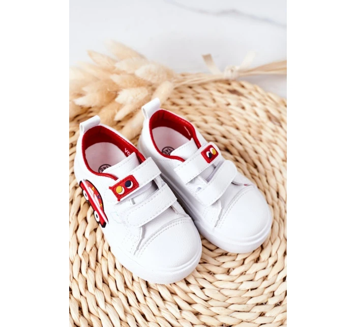 Dziecięce Trampki Na Rzepy Biało-Czerwone Taxi Dziecięce Trampki Na Rzepy Biało-Czerwone Taxi