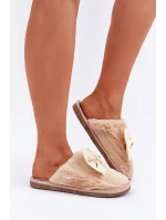 Dámské Pantofle S Kožešinou A Mašlí Béžové model 21681839 - Boto
