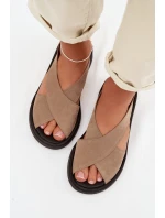 Dámské sandály model 22027703 z přírodního semiše Béžové - Zazoo