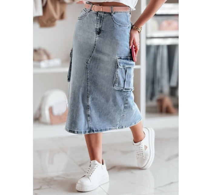 CARGOMIDI modrá midi džínsová sukňa FashionStreet CY0490