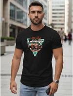 Pánske tričko s potlačou HOT ROD GARAGE čierne FashionStreet NX5093R