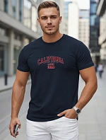 Pánske bavlnené tričko s potlačou „California“, tmavomodré, FashionStreet NX5140R