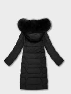 Dlouhá černá dámská bunda s kapucí model 21799993 - ROSSE LINE