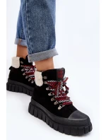 Ocieplane Botki Trapery Na Grubej Podeszwie Czarne Ralotta
