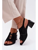 Sandály z přírodního semiše na podpatku Maciejka K7521-01 Černé