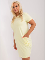 Svetložlté bavlnené mikinové šaty vo veľkej veľkosti