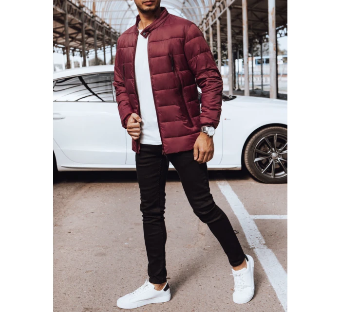 Pánská prošívaná bunda bordó Dstreet model 21969894 - FashionStreet