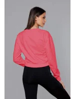 Tenká krátká dámská tepláková mikina v korálové barvě model 18378933 - J.STYLE Tenká krátká dámská tepláková mikina v korálové barvě model 18378933 - J.STYLE