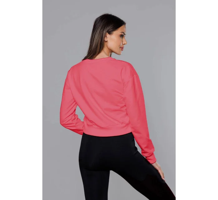 Tenká krátká dámská tepláková mikina v korálové barvě model 18378933 - J.STYLE Tenká krátká dámská tepláková mikina v korálové barvě model 18378933 - J.STYLE