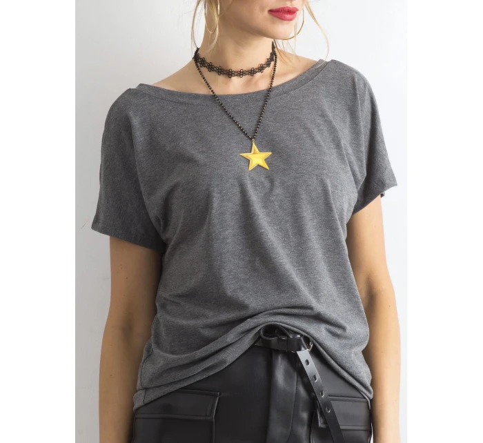 Tshirt basic z dekoltem z Feel Good ciemny szary model 21266686 - Factory Price Tshirt basic z dekoltem z Feel Good ciemny szary model 21266686 - Factory Price