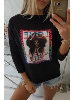 Americká dievčenská grafická blúzka čierna S/M - L/XL