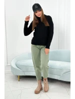 Sveter s dekoratívnou väzbou čierny