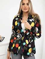 Bavlnená bunda s potlačou a gombíkom čierna