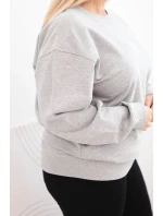 Dámská mikina Plus Size bavlněná basic s kulatým výstřihem šedá