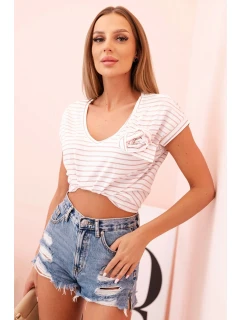 Dámsky bavlnený top na ramienka s výstrihom do V biely