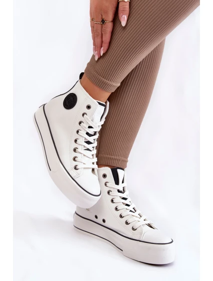 Dámské vysoké zateplené tenisky Big Star model 21599947 Bíle - Big Star Shoes Dámské vysoké zateplené tenisky Big Star model 21599947 Bíle - Big Star Shoes