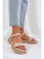 Damskie Sandały Na Platformie Beżowe Evaretha