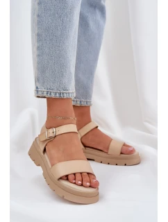 Damskie Sandały Na Platformie Beżowe Evaretha