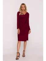 model 21470780 Šaty s výstřihem bordó - STYLOVE model 21470780 Šaty s výstřihem bordó - STYLOVE