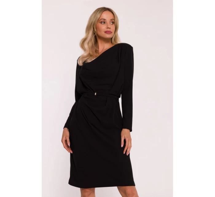 S428 Šaty s výstrihom - čierne