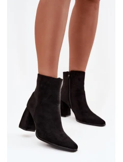 Dámske členkové čižmy na podpätku Inessa - čierne