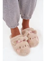 Dámske domáce papuče s ušami a mašľou Corayne - béžové Dámske domáce papuče s ušami a mašľou Corayne - béžové