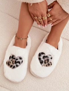 Dámske kožušinové papuče so srdcom - sivé Amandra