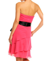 Spoločenské šaty korzetové značkové MAYAADI s mašľou a sukňou s volánmi ružové - Ružová - MAYAADI