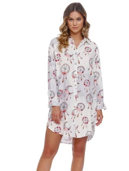 Dámská noční košile Ecru s potiskem Doctor model 19426540 - DOCTOR NAP Dámská noční košile Ecru s potiskem Doctor model 19426540 - DOCTOR NAP