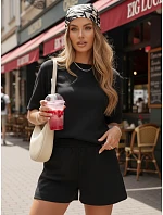 Dámsky čierny pruhovaný letný komplet FashionStreet AY1162