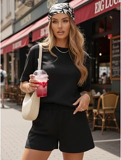 Dámsky čierny pruhovaný letný komplet FashionStreet AY1162