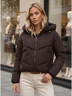 Dámská zimní prošívaná bunda s kapucí, hnědá, FashionStreet TY6080