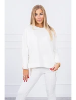 Súprava s oversize blúzkou v ecru farbe