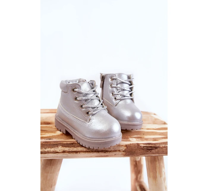 Dziecięce Trapery Botki z Suwakiem Srebrne Dexter