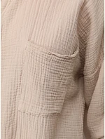 Dámska oversize košeľa z mušelínovej bavlny, béžová, FashionStreet DY0487