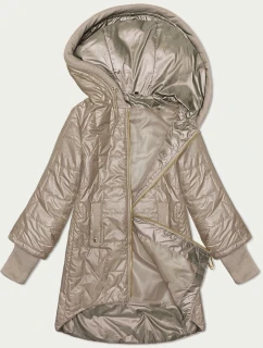 Dámska prešívaná bunda v ťavej farbe s ozdobným sťahovacím lemom S'West (B8345-12)