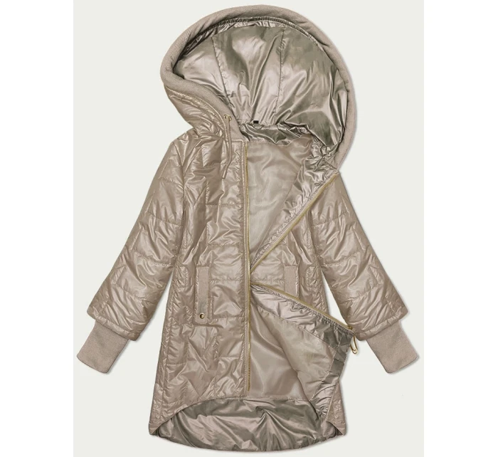 Dámská prošívaná bunda ve velbloudí barvě s ozdobnými stahovacími lemy model 20979309 - S'WEST