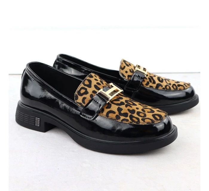 Kožené boty s leopardím vzorem lakované černé model 21904738 - VINCEZA