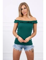 Španielska blúzka s volánikmi zelená