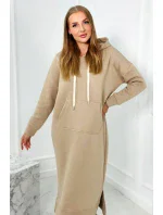 Dlhé šaty s kapucňou svetlo béžová Dlhé šaty s kapucňou svetlo béžová