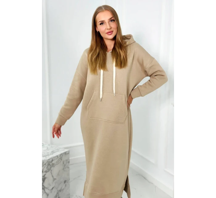 Dlhé šaty s kapucňou svetlo béžová Dlhé šaty s kapucňou svetlo béžová