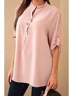 Halenka s prodlouženým zadním dílem pudrově růžová