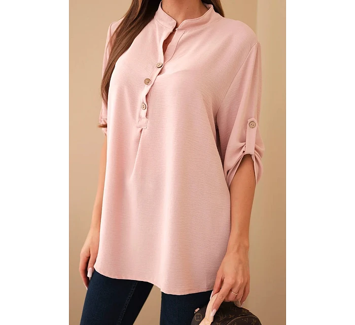 Halenka s prodlouženým zadním dílem pudrově růžová