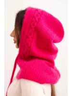Dámska čiapka s kapucňou s pleteným fuchsiovým vzorom Dámska čiapka s kapucňou s pleteným fuchsiovým vzorom