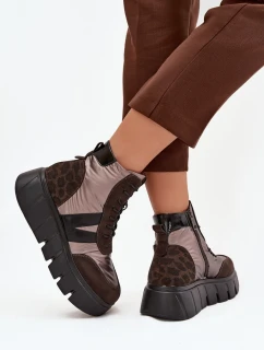 Botki Damskie Ocieplane Na Platformie Vinceza 58562 Brązowe