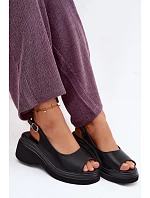 Kožené sandály na platformě Vinceza 66936 Černé