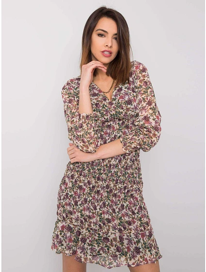 Šaty 328 SK model 15091770 světle béžová - FPrice Šaty 328 SK model 15091770 světle béžová - FPrice