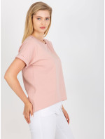 Prachovo ružové bavlnené plus size tričko s potlačou