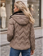 Dámská zimní prošívaná bunda s odnímatelným límcem, béžová, FashionStreet TY6085 Dámská zimní prošívaná bunda s odnímatelným límcem, béžová, FashionStreet TY6085
