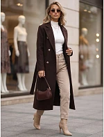 płaszcz damski z paskiem czekoladowy model 22540560 - FashionStreet